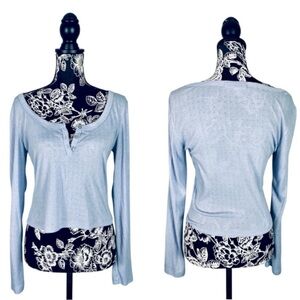 Pink Rose lavender henley long sleeve super soft crop top size large